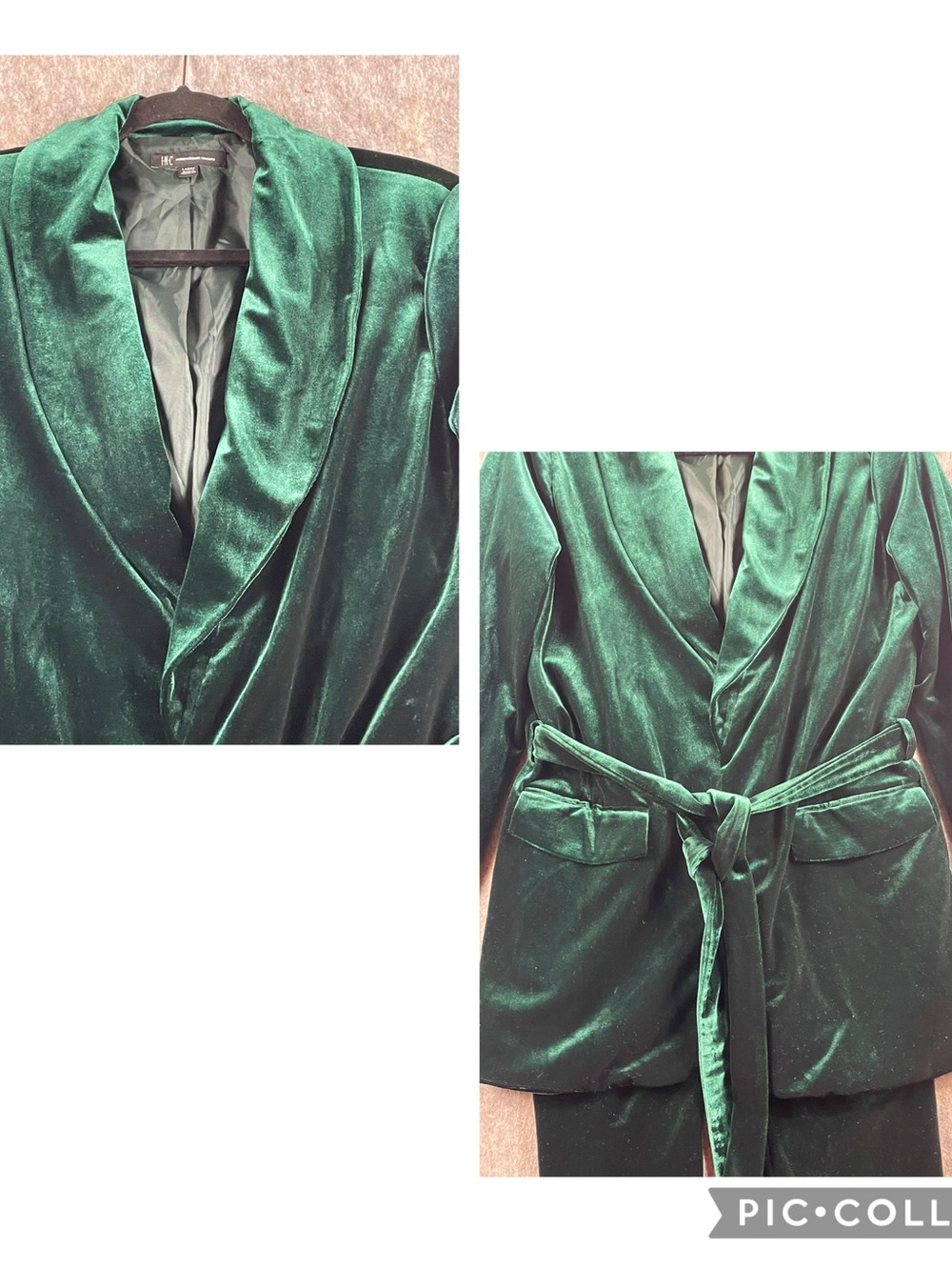 INC Int'l Concepts Emerald Velvet Chic Elegant Holiday Fun Wrap Blazer Pant Set - Picture 8 of 16